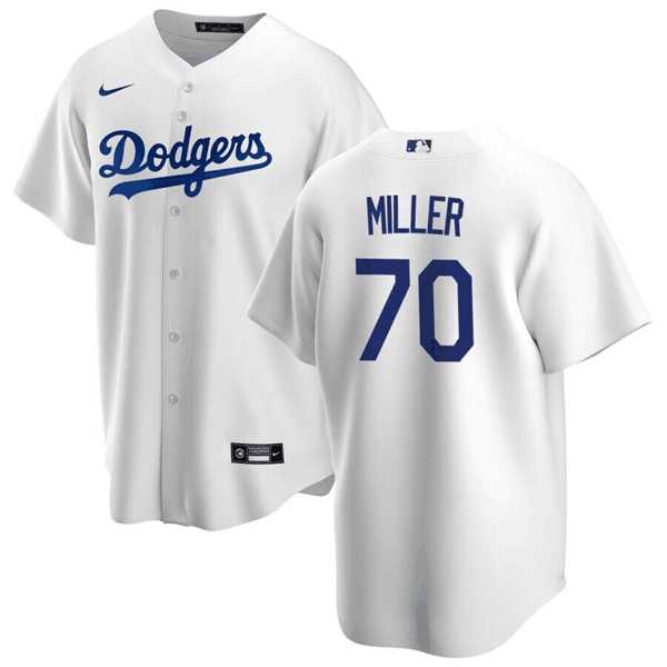 Men%27s Los Angeles Dodgers #70 Bobby Miller White Cool Base Stitched Baseball Jersey Dzhi